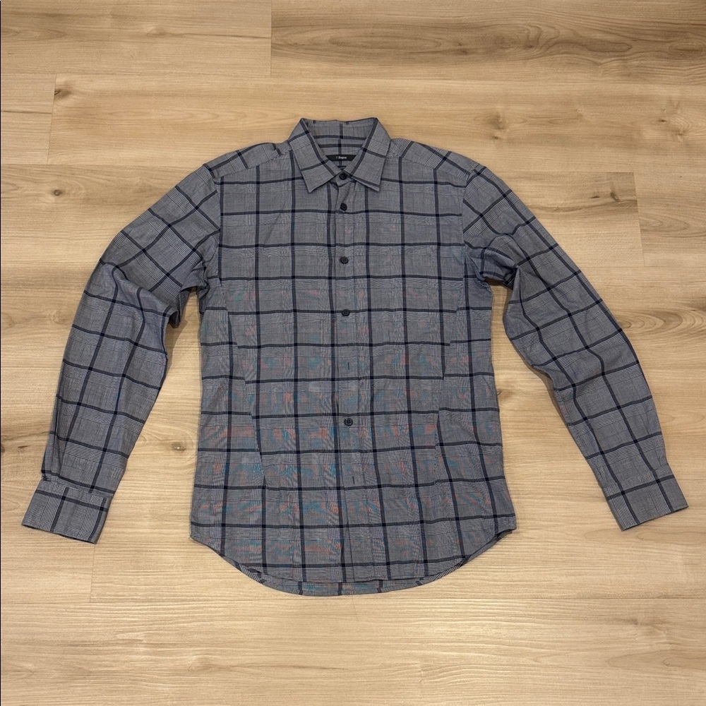 ZZegna Men's Drop 8 fit  Blue Checkered Shirt 39 /15 1/2in